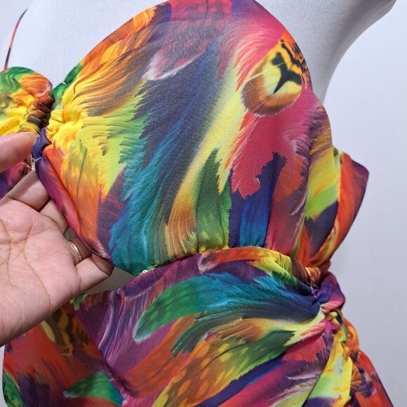 Goragal Summer Print Cutout Slip Long Boho Maxi Dress Orange Multi Color 2XL - Picture 11 of 17